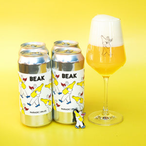 Parade Gift Pack: 4 pack of Parade IPA, Beak Man Pin Badge + Stemmed Glass - 10% Off